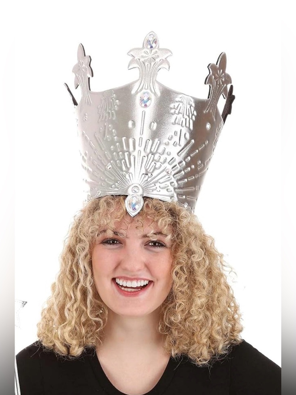 Glinda Bling Silver Crown Wizard of Oz Wicked Halloween Rhinestone Queen Large